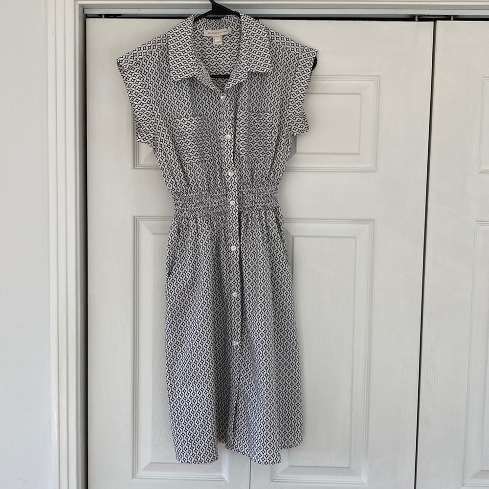 Monteau Black and White Smocked Midi Sundress